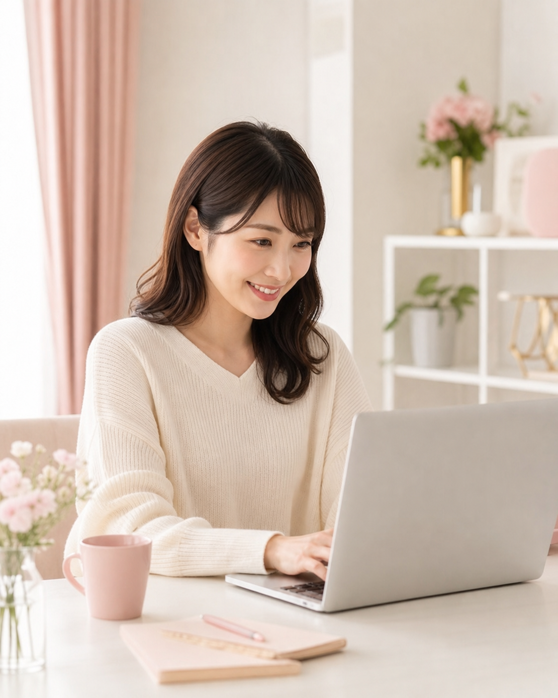 在宅で仕事の準備をする女性